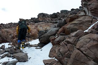 41 Inka Guide Agustin Aramayo Climbing The Final Rocks Below The Aconcagua Summit.jpg